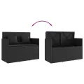 Banc de jardin avec coussins noir résine tressée