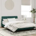 Cadre de lit avec tête de lit Vert foncé 140x200 cm Velours