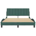 Cadre de lit avec tête de lit Vert foncé 140x200 cm Velours