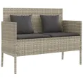 Banc de jardin avec coussins gris clair résine tressée