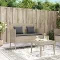 Banc de jardin avec coussins gris clair résine tressée