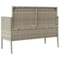 Banc de jardin avec coussins gris clair résine tressée