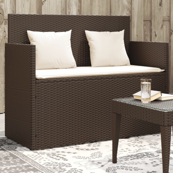 Banc de jardin avec coussins marron résine tressée