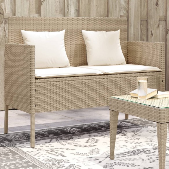 Banc de jardin avec coussins beige résine tressée