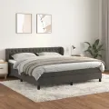 cadre de lit et matelas Gris foncé 160x200cm Velours
