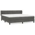 cadre de lit et matelas Gris foncé 160x200cm Velours
