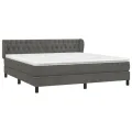 cadre de lit et matelas Gris foncé 160x200cm Velours