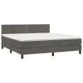 cadre de lit avec matelas LED Gris foncé 160x200 cm