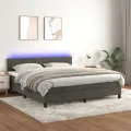 cadre de lit avec matelas LED Gris foncé 160x200 cm
