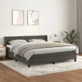 cadre de lit et matelas Gris foncé 160x200cm Velours