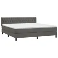 cadre de lit et matelas Gris foncé 160x200cm Velours