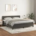 cadre de lit et matelas Gris foncé 160x200cm Velours