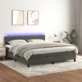 cadre de lit avec matelas LED Gris foncé 160x200 cm