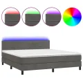 cadre de lit avec matelas LED Gris foncé 160x200 cm