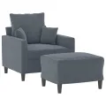 Fauteuil avec repose-pied Gris foncé 60 cm Velours