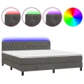 cadre de lit avec matelas LED Gris foncé 160x200 cm