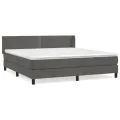 cadre de lit et matelas Gris foncé 160x200cm Velours