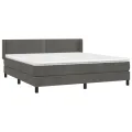 cadre de lit et matelas Gris foncé 160x200cm Velours