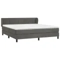 cadre de lit et matelas Gris foncé 160x200cm Velours