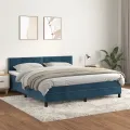 cadre de lit et matelas Bleu foncé 160x200cm Velours