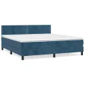 cadre de lit et matelas Bleu foncé 160x200cm Velours