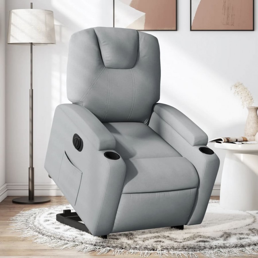 Fauteuil inclinable électrique gris clair tissu