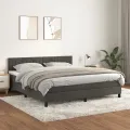 cadre de lit et matelas Gris foncé 160x200cm Velours
