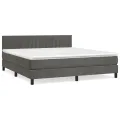 cadre de lit et matelas Gris foncé 160x200cm Velours