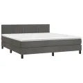 cadre de lit et matelas Gris foncé 160x200cm Velours