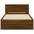 Cadre de lit tête de lit et lumières LED chêne marron 100x200cm