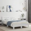 Cadre de lit avec tête de lit et LED blanc 120x190 cm