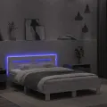 Cadre de lit avec tête de lit et LED blanc 120x190 cm