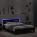 Cadre de lit avec tête de lit et LED noir 120x190 cm