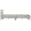 Cadre de lit avec tête de lit et LED gris béton 120x190 cm