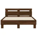 Cadre de lit avec tête de lit et LED chêne marron 120x190 cm