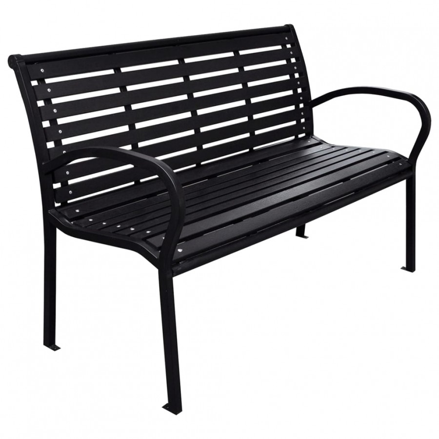 Banc de jardin Noir 116 cm Acier et WPC