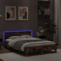 Cadre de lit avec tête de lit et LED chêne fumé 120x190 cm