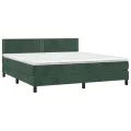 cadre de lit et matelas Vert foncé 160x200cm Velours