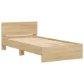 Cadre de lit tête de lit et lumières LED chêne sonoma 100x200cm