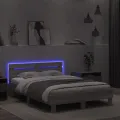 Cadre de lit avec tête de lit et LED sonoma gris 120x190 cm