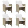 Chaises à manger de jardin avec coussins 4 pcs beige poly rotin