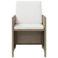 Chaises à manger de jardin avec coussins 4 pcs beige poly rotin