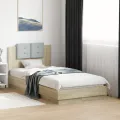 Cadre de lit tête de lit chêne sonoma 90x190 cm bois ingénierie