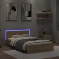 Cadre de lit avec tête de lit et LED chêne sonoma 135x190 cm