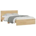 Cadre de lit avec tête de lit et LED chêne sonoma 135x190 cm