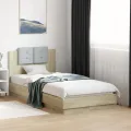 Cadre de lit tête de lit et lumières LED chêne sonoma 90x190 cm