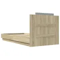 Cadre de lit tête de lit et lumières LED chêne sonoma 90x190 cm
