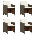Chaises à manger de jardin avec coussins 4 pcs marron rotin