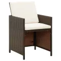 Chaises à manger de jardin avec coussins 4 pcs marron rotin