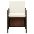 Chaises à manger de jardin avec coussins 4 pcs marron rotin